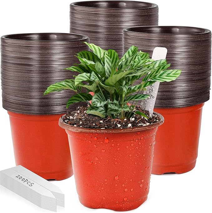 Plant Nursery Pot/Pots 200 Pcs 4" Plastic Small Plants Pots Flower Pots Seed by LWWTBS