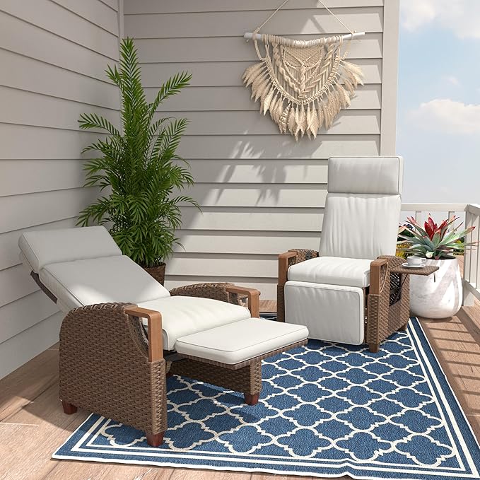 Grand patio Outdoor Recliner Air Pump 150° Lay Flat Reclining Chair by GrandPatio