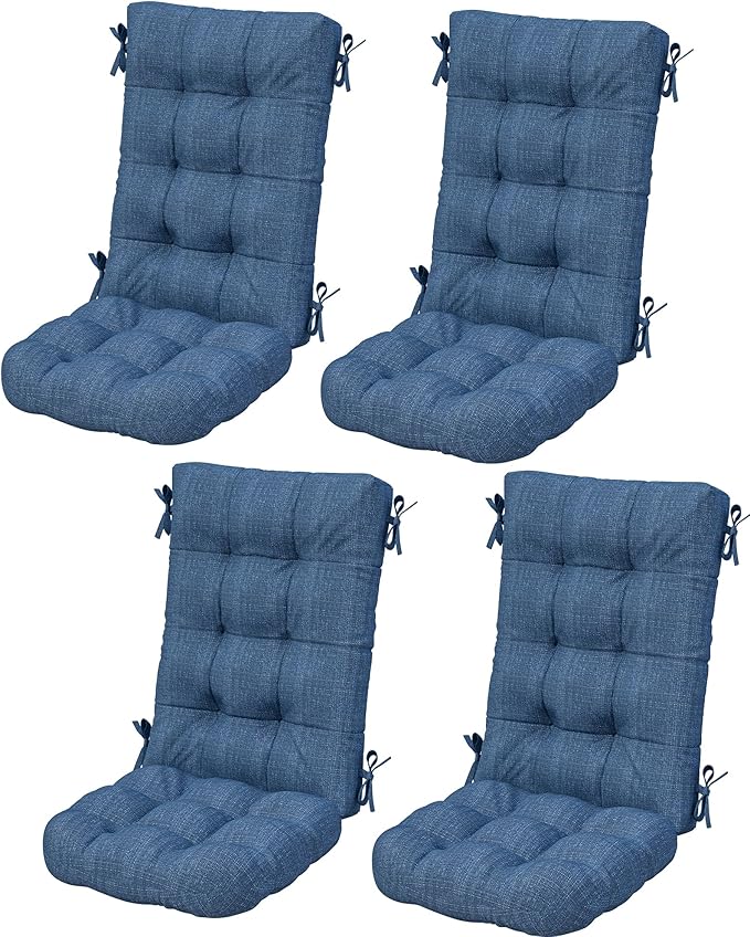 SERWALL HDPE Outdoor Rocking Cushion Set of 4, Memory Foam Cushion Navy by SERWALL