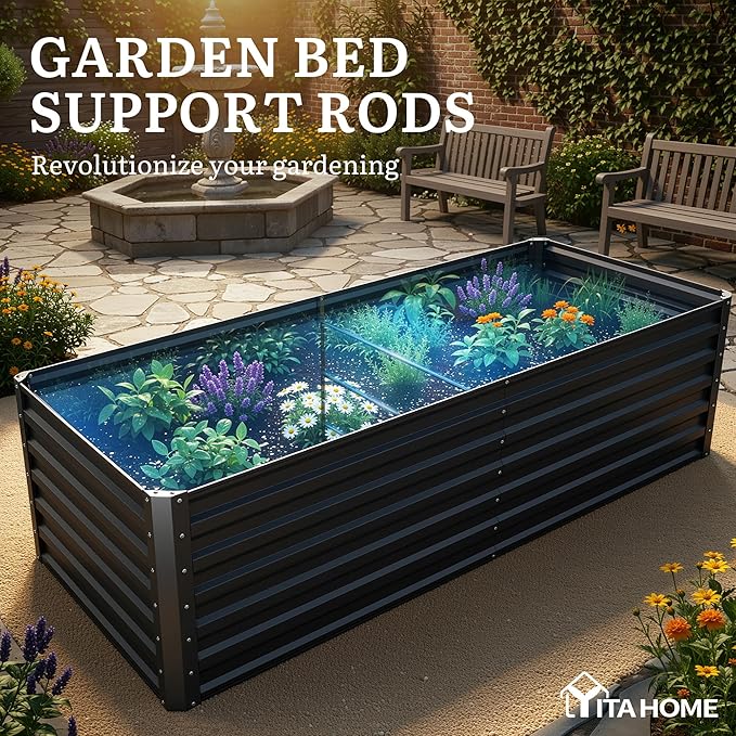 YITAHOME 6x3x2ft Large Raised Garden Bed Kit, Galvanized Metal Planter Box - Image 7