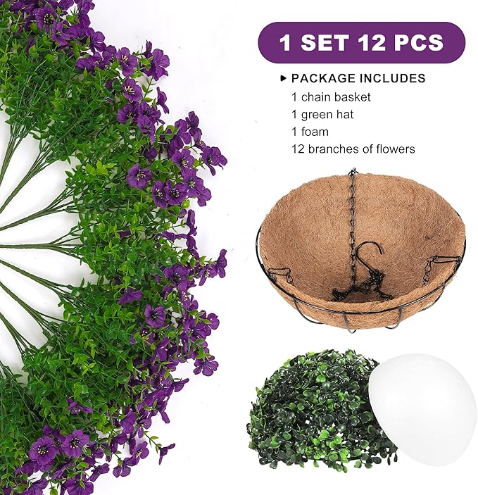 Artificial Faux Hanging Plants Flowers Basket - Image 3