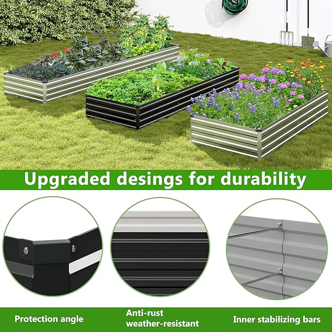 2PCS 10x3x1ft Galvanized Raised Garden Bed Kit, Galvanized Planter Raised - Image 4