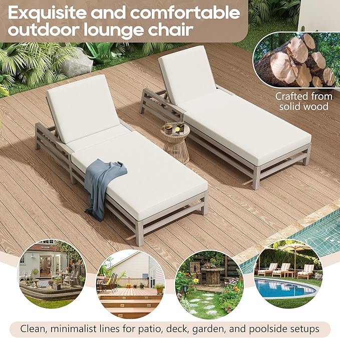 LUMISOL Patio Chaise Lounge Chair, 5-Position Adjustable Outdoor Chaise Lounge - Image 3