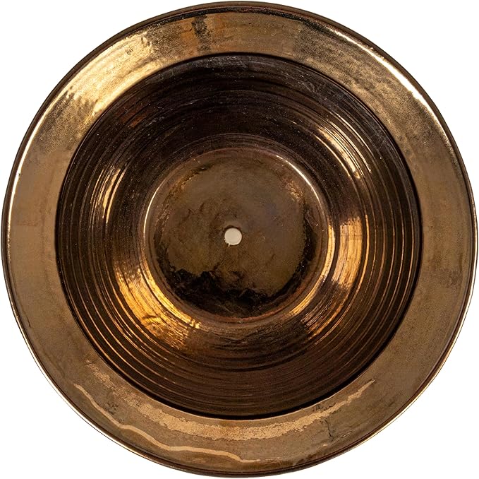 Creative Co-Op Embossed Textured Stoneware Planter, Metallic Gold - Image 3