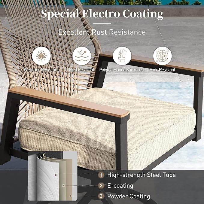 9 Pieces Patio Dining Set, 8 x Woven Rattan Chairs - Image 5