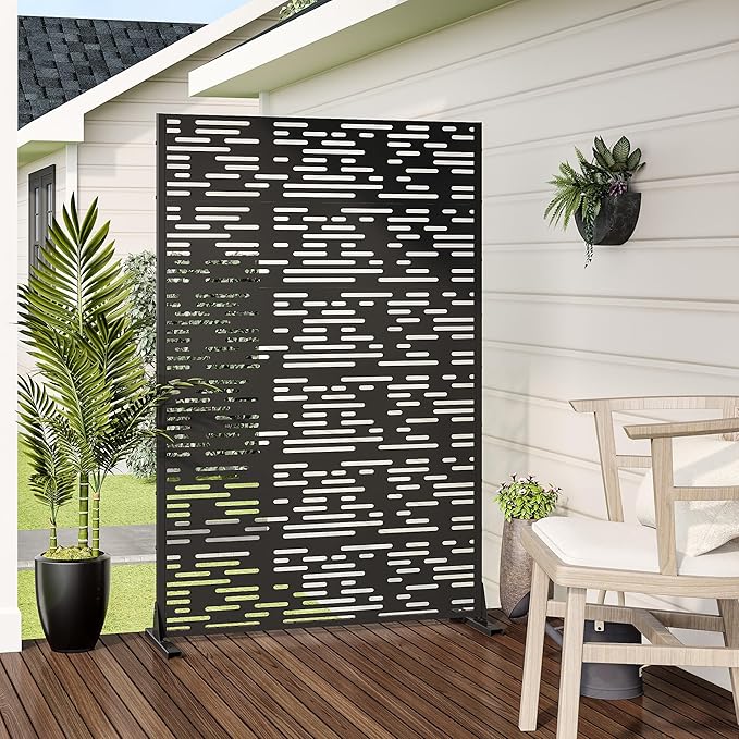 Casaphoria 72" H x 47" W Metal Privacy Screen, Outdoor Freestanding Decorative - Image 3