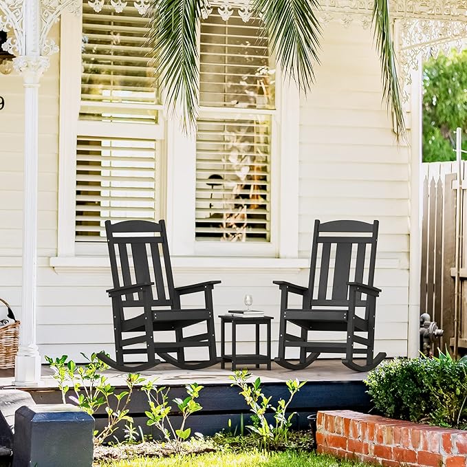 LUE BONA Rocking Chair Outdoor, Weather Resistant Poly Plastic Rocker Chairs - Image 5