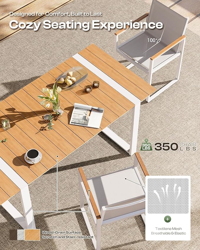 Outdoor Dining Chairs Set of 2, Aluminum Patio Dining Chiars - Image 3