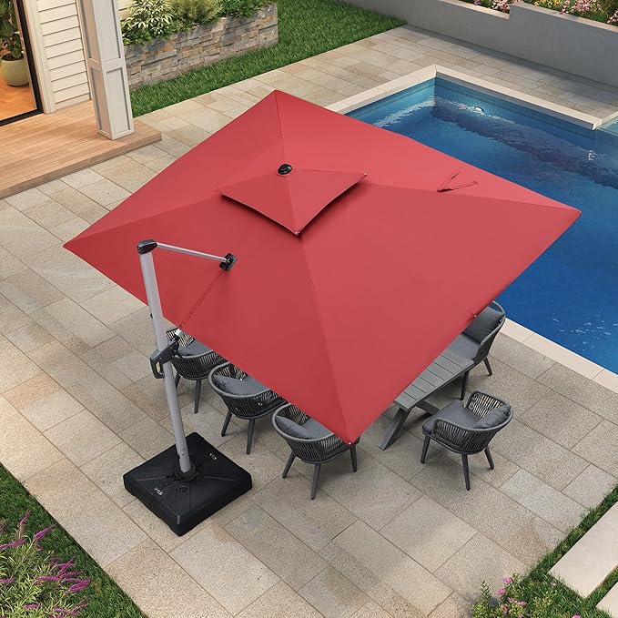 PURPLE LEAF Rectangle Patio Umbrella 9' X 12' Large Cantilever Umbrella - Image 2