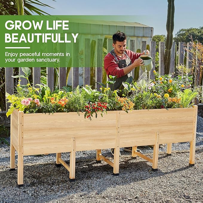 AMERLIFE 7x2 Ft Raised Garden Bed, 16 Inch Depth Featuring Legs, Drainage Holes - Image 3