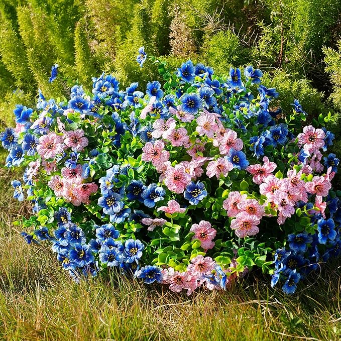 Artificial Flowers for Outdoor, UV Resistant Fake Silk Flowers, Realistic Faux - Image 6