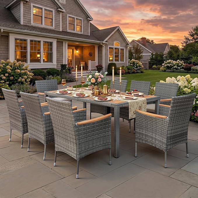 Greesum 9 Pieces Outdoor Patio Dining Set, Conversation Sets by BuynowfromGreesum