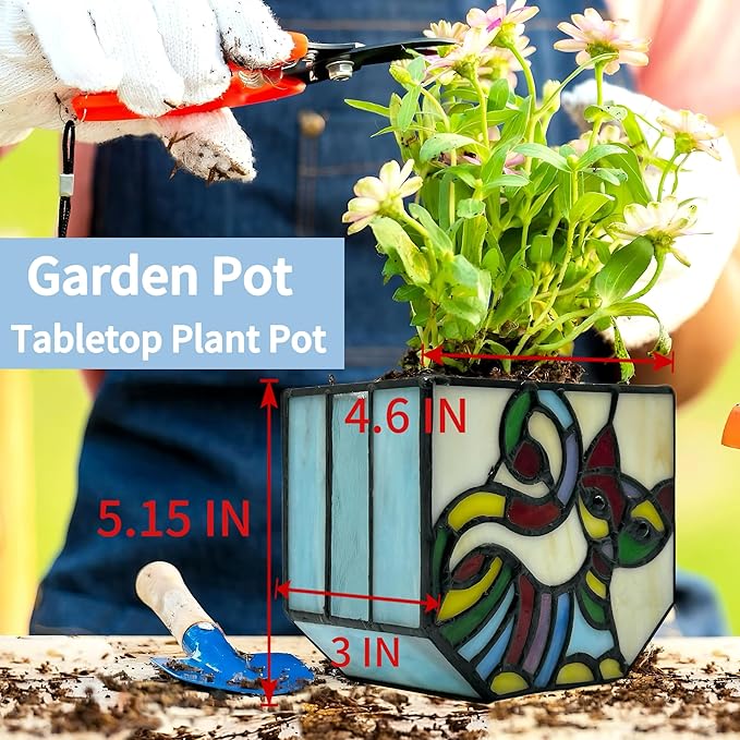 Stained Glass Cat Pot with Drainage, Cute Planters - Image 5