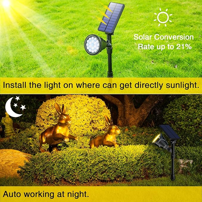 ROSHWEY Solar Spot Lights Outdoor Spotlight 18 LED Waterproof Landscape - Image 7