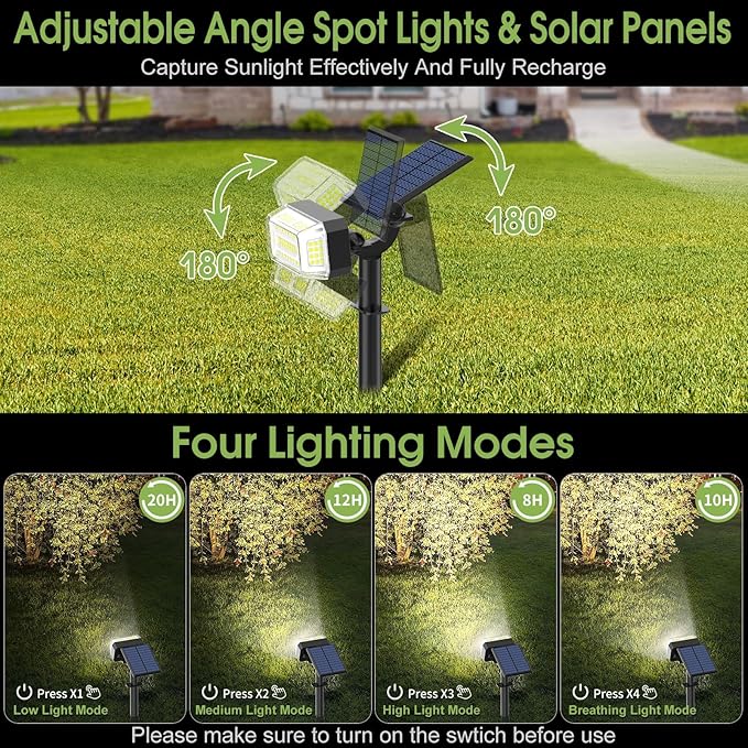 102 LED Solar Spot Lights Outdoor Waterproof IP65, Adjustable Landscape - Image 3