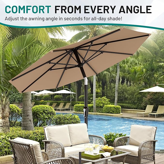 AreShark 9 FT Patio Umbrella for Outdoor, Outdoor Umbrella - Image 7