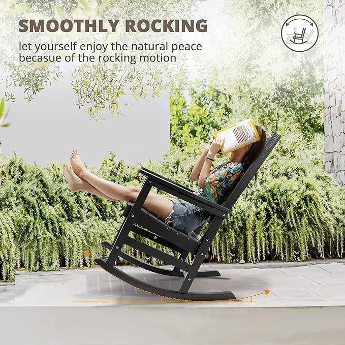 LUE BONA Outdoor Rocking Chairs Set of 2, Weather Resistant HDPS Poly Rocker - Image 9