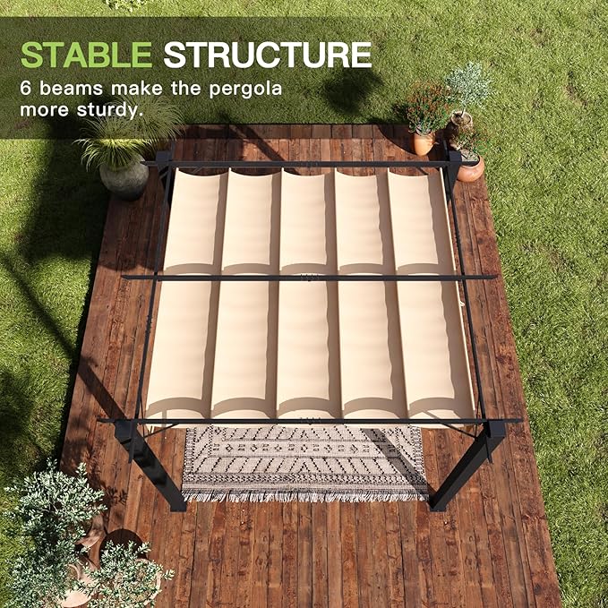 Aoxun 10'x10' Outdoor Pergola, Patio Aluminum Pergola - Image 5