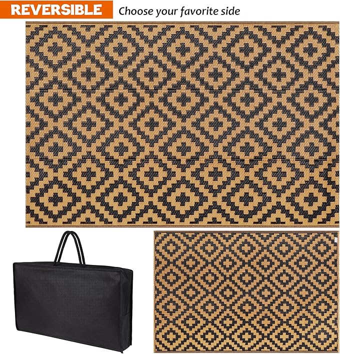 SAND MINE Waterproof Outdoor Rug 4x6 ft, Plastic Straw Area Rug, Large Floor Mat - Image 3