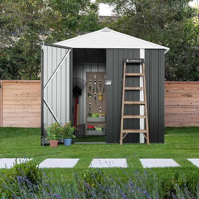 Devoko Outdoor Storage Shed 8 x 6 FT Lockable Metal Garden Shed Steel - Image 2