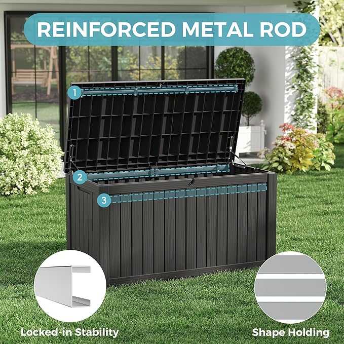 Outdoor Storage Box, Resin Deck Boxes Indoor and outdoor, Waterproof Storage - Image 6