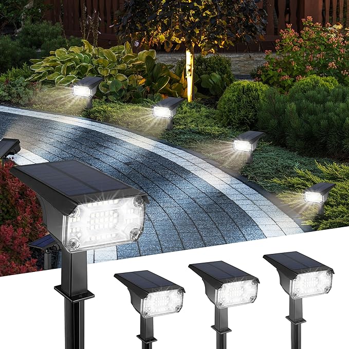 Kingsyard Solar Lights Outdoor Waterproof IP68, 47 LEDs 3 Lighting Modes USB & by Kingsyard