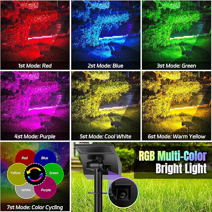 Solar Spot Lights Outdoor Color Changing, Christmas Landscape Spotlights - Image 3