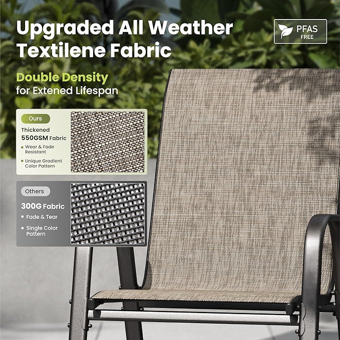 PHI VILLA Patio Chairs Set of 4, Outdoor Stackable Dining Chairs - Image 4