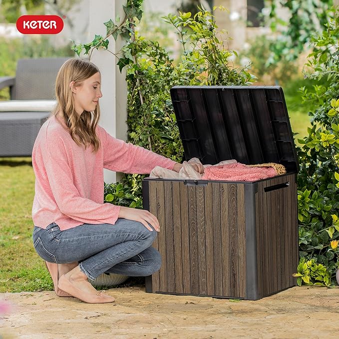 Keter Signature Everwood 30 Gallon Resin Deck Box - Image 9