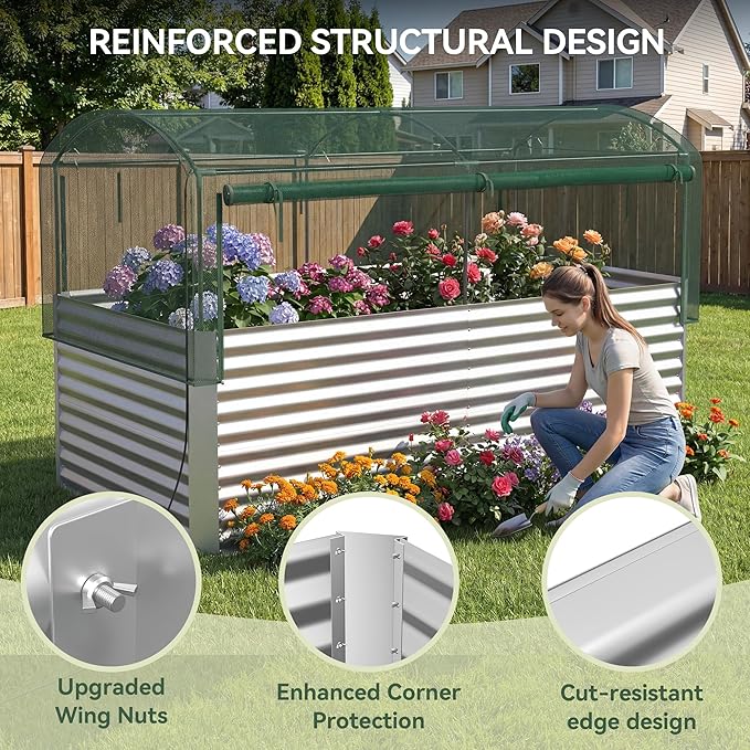 8x4x3 ft Tall Galvanized Raised Garden Bed - Image 6