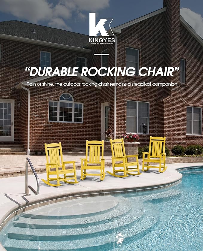 KINGYES Outdoor Rocking Chair Set of 2, High Density Polyethylene Patio Rocking - Image 8