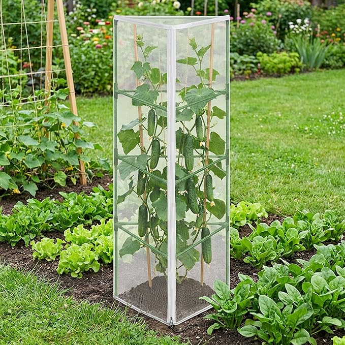 2 Pcs Garden Bird Netting for Triangle Plant Cage, Tomato Trellis Insect Bird - Image 6