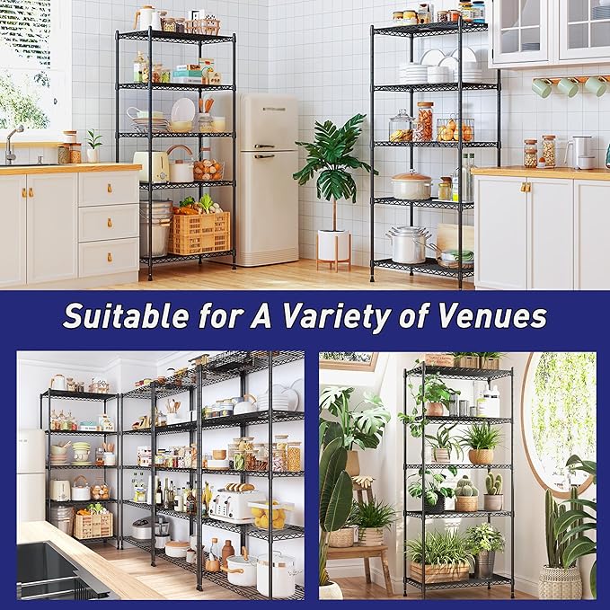 5-Tier Shelf 1010LBS Storage Shelves Adjustable Wire Shelving Metal Shelving - Image 9