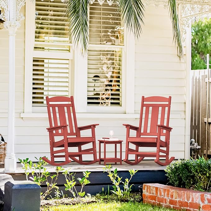 LUE BONA Outdoor Rocking Chairs Set of 2, HDPS Porch Rocker - Image 5