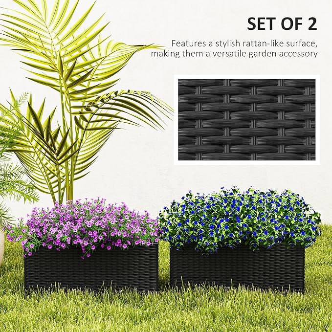 Outsunny Railing Planter Box, Hanging Flower Pots - Image 4