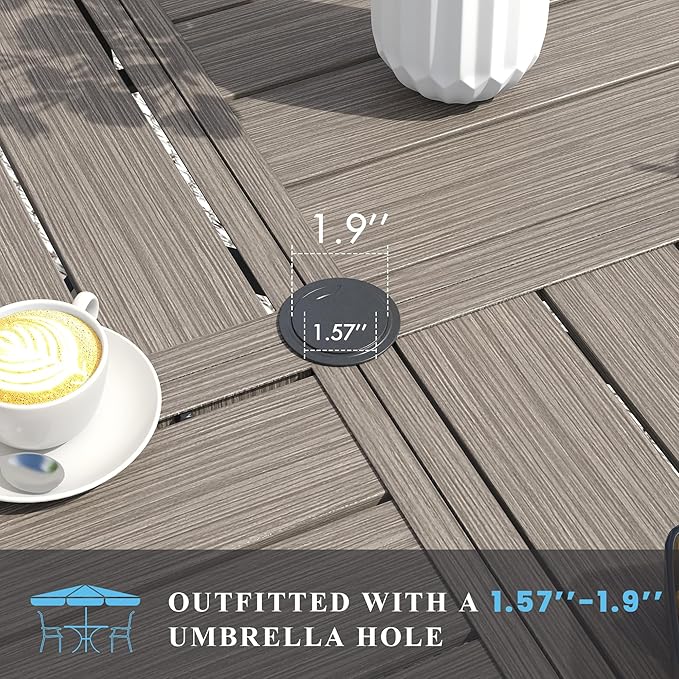 VICLLAX Patio Table and Chair Set of 6, All Weather Metal Round Outdoor Dining - Image 2