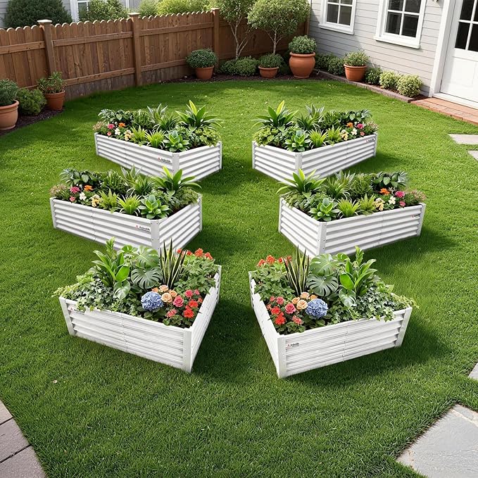 A ANLEOLIFE Set of 6, 18 Inch Tall Antique White Raised Garden Beds Kit - Image 3