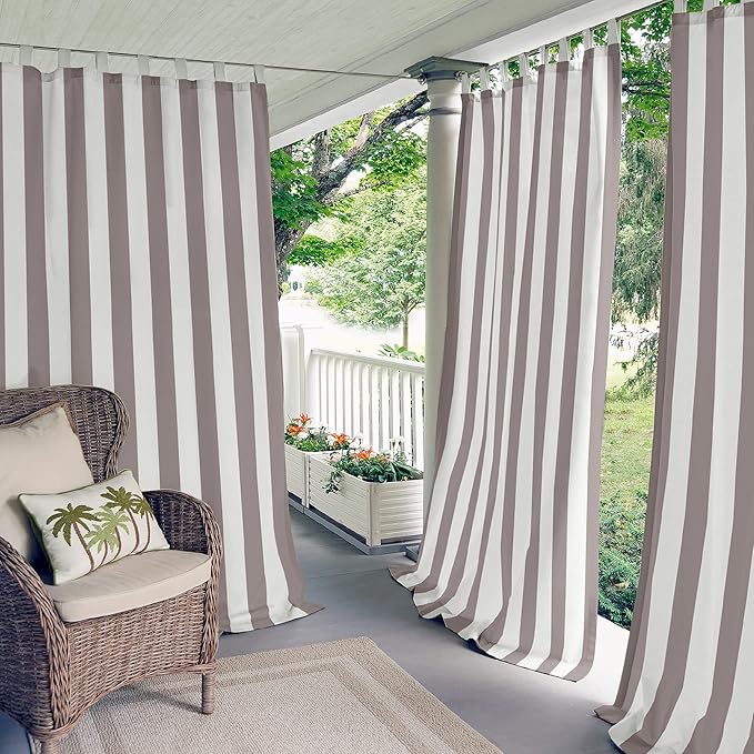 Elrene Home Fashions Highland Stripe Indoor/Outdoor Curtain Panel, 50 inches X by ElreneHomeFashions