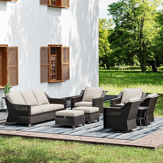 Joyside Wicker Patio Furniture Sets, 8 Pieces Upgraded Large Size Outdoor by Joyside