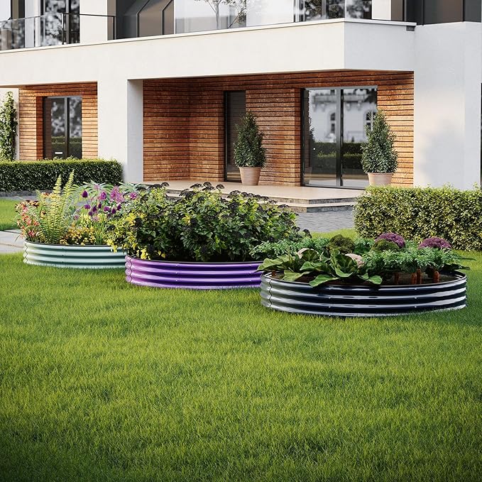 Galvanized Metal Planter Round Raised Garden Bed Kit - Image 6