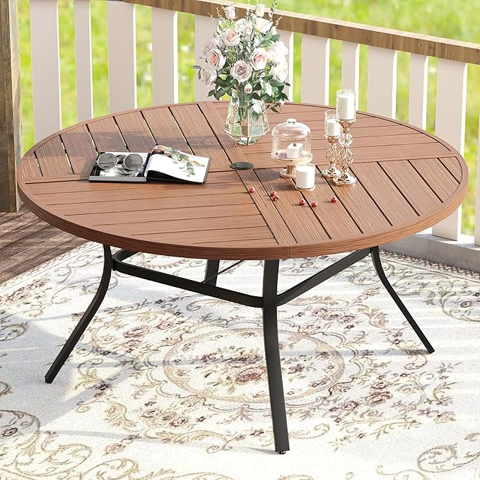 VICLLAX Round Patio Table with Adjustable Umbrella Hole - Image 2