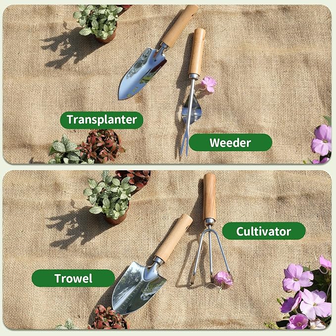 Garden Tool Set, 10 Piece Garden Kit, Heavy Duty Stainless Steel Gardening Hand - Image 3