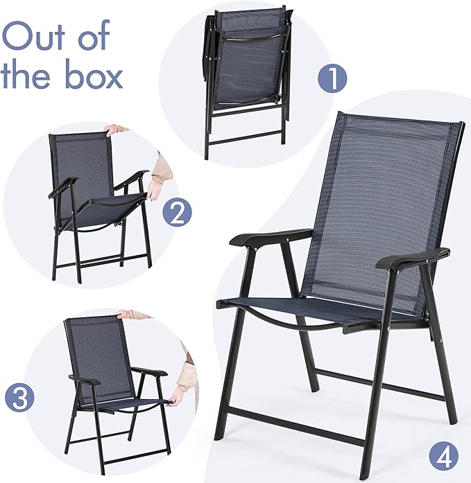 Yaheetech Outdoor Patio Chairs Set of 4, Portable Dining Chairs - Image 8