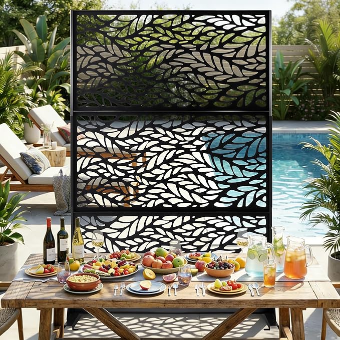 VINGLI Privacy Fence Panels, 72H’’ x 47W’’ Metal Privacy Screen Freestanding - Image 8
