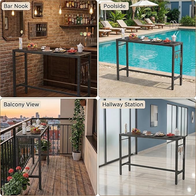 Outdoor Patio Bar Table, Metal Pub Height Bistro Deske - Image 7