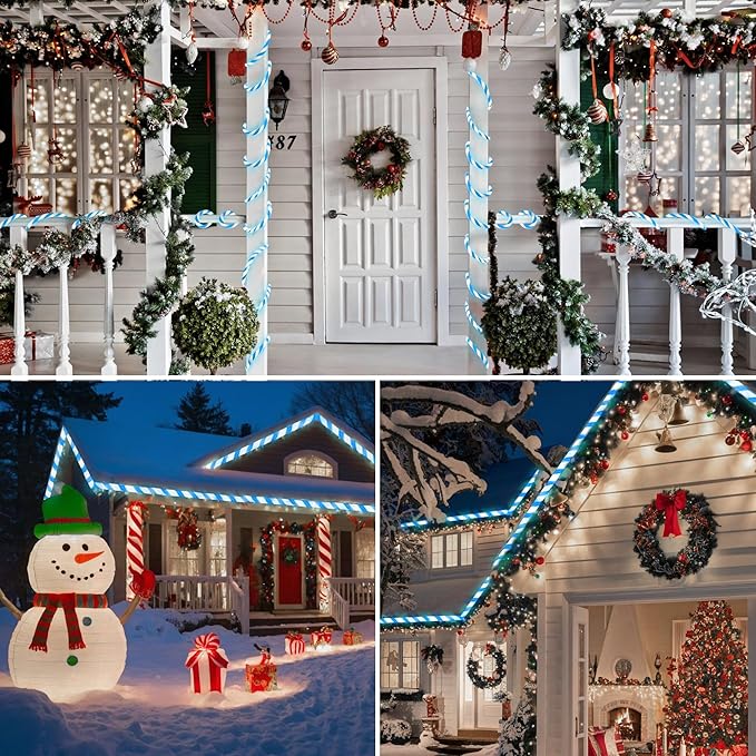Jnaurb Christmas Candy Cane Lights, 66ft 480 LED Connectable Flexible White & - Image 8