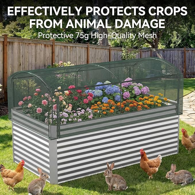 8x4x3 ft Tall Galvanized Raised Garden Bed - Image 5