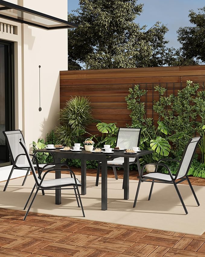 Outdoor Stackable Dining Chairs Set of 4, High-Back Patio Stacking Chairs - Image 7