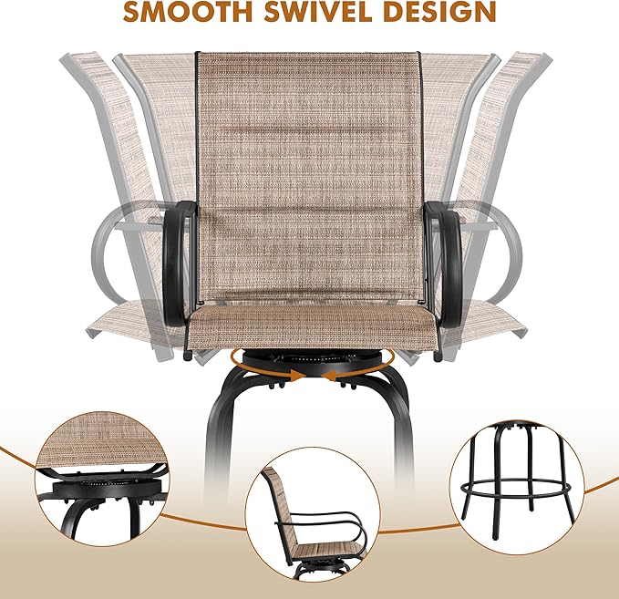 Yaheetech 6 Piece Patio Swivel Bar Stools Texteline Bistro Chairs - Image 5