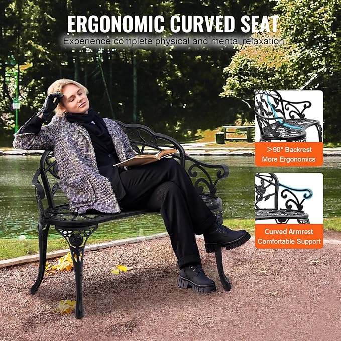 VEVOR 480 lbs Load Capacity, 38.8 inches Metal, Outdoor Backrest and Armrests - Image 6